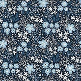 Whimsy-Navy and White Foliage (Sold By 1/2 Meter)